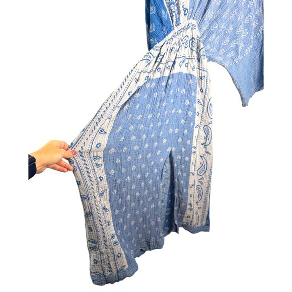 By Anthropologie Indigo Blue Dolman Sleeve Gauzy Flowy Midi Dress One Size - Picture 7 of 9